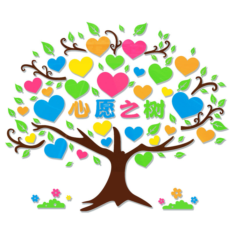 班级心愿许愿墙布置成长树教室装饰文化墙贴幼儿园环创主题墙面