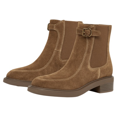 KISSCAT接吻猫[柏林胶片]复古短靴25冬新粗跟真皮游牧风切尔西靴