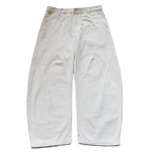 秋季美式休闲痞帅重磅白色牛仔裤男直筒宽松高街百搭阔腿弯刀裤子