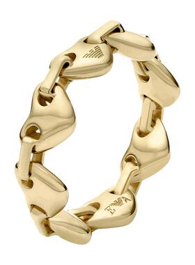 阿玛尼女士复古金色心形串联戒指