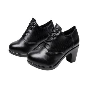 秋冬季女士真皮舞蹈鞋中高跟女教师广场舞增高舞蹈鞋三步踩舞鞋