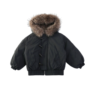 女童冬装羽绒服洋气时髦大毛领连帽韩系高级感白鸭绒派克服外套潮