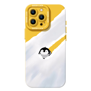 滑雪小企鹅手机壳适用苹果17promax带挂绳iphone16pro冬天15plus冬季14可爱13mini小众12新款11女x/8/xr/xs/7