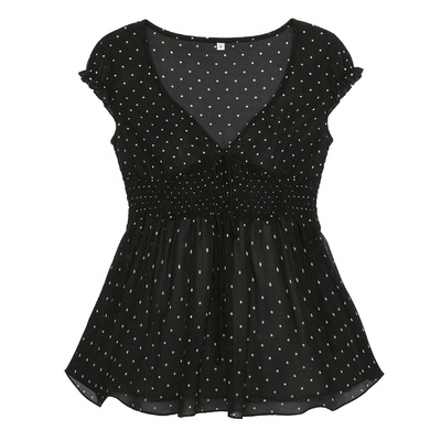 ohmyloli 千禧复古小波点高腰打揽单层轻盈古早味小衫