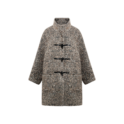 NAZ那子大码65羊毛圈圈呢牛角大衣韩版气质粗花呢胖mm毛呢外套冬