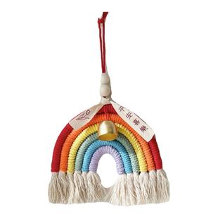 ins风彩虹色铃铛墙壁挂件汽车手工编织装饰万事胜意家居卧室背景