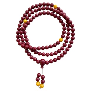 天然原矿台湾朱砂6mm108颗佛珠手串女项链男毛衣链新中式招财平安