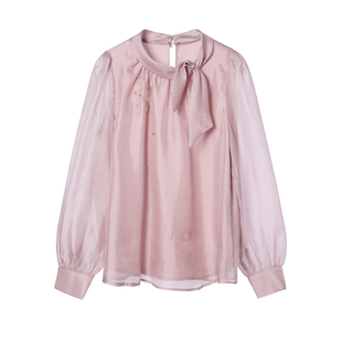 VIEA.ING薇迎商场同款法式小资衬衫女2026春季氛围感穿搭粉色上衣