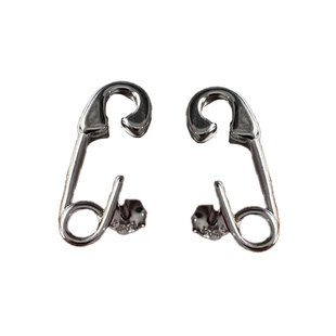 hellojune s925通体纯银 设计个性甜酷回形针 别针耳钉