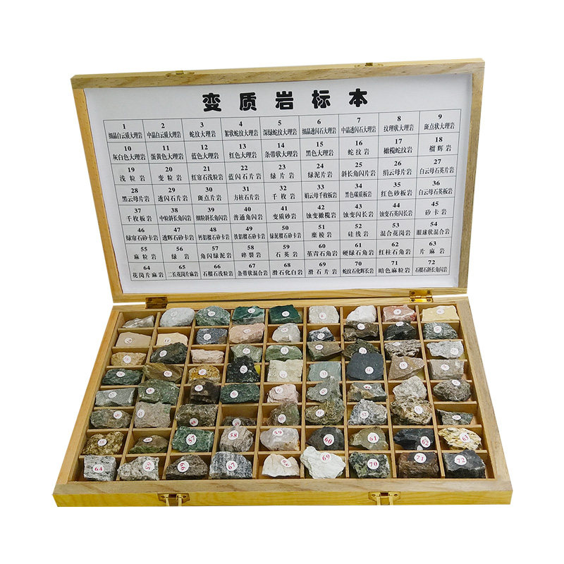 地质队采天然原矿石头变质岩标本72种三大类岩地质教学博物馆科普
