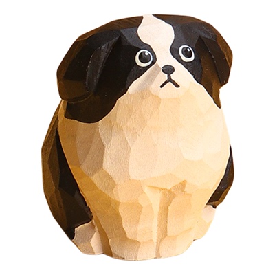 手工木雕边牧小狗摆件办公室工位摆件可爱治愈桌面装饰圣诞礼物