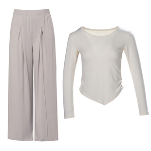 舞蹈练功服成人女现代舞跳舞服形体长袖上衣古典舞阔腿裤套装秋冬