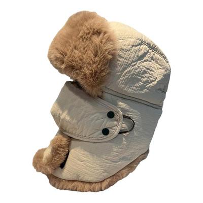 冬季兔毛绒防寒雷锋帽男羽绒棉帽户外骑车防风面罩保暖护耳帽子女