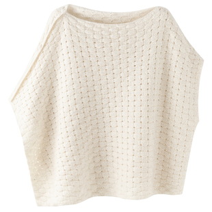 VIKTORIACHAN假日胶囊系列新品 立体编织感奶白廓形针织斗篷