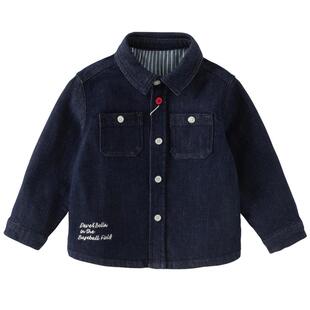 戴维贝拉儿童牛仔衬衫2026春装新款男童休闲洋气长袖翻领外套上衣