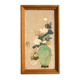 宋氏美实木古画山水花鸟乔迁送礼榫卯装饰画可挂可摆新中式复古