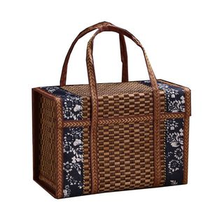 竹篮子手提篮粽子香肠腊肉月饼螃蟹鸡蛋水果特产折叠竹编礼盒包装