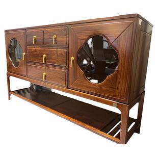 新中式乌金木餐边柜实木玄关柜现代简约储物柜茶水柜餐厅隔断边柜