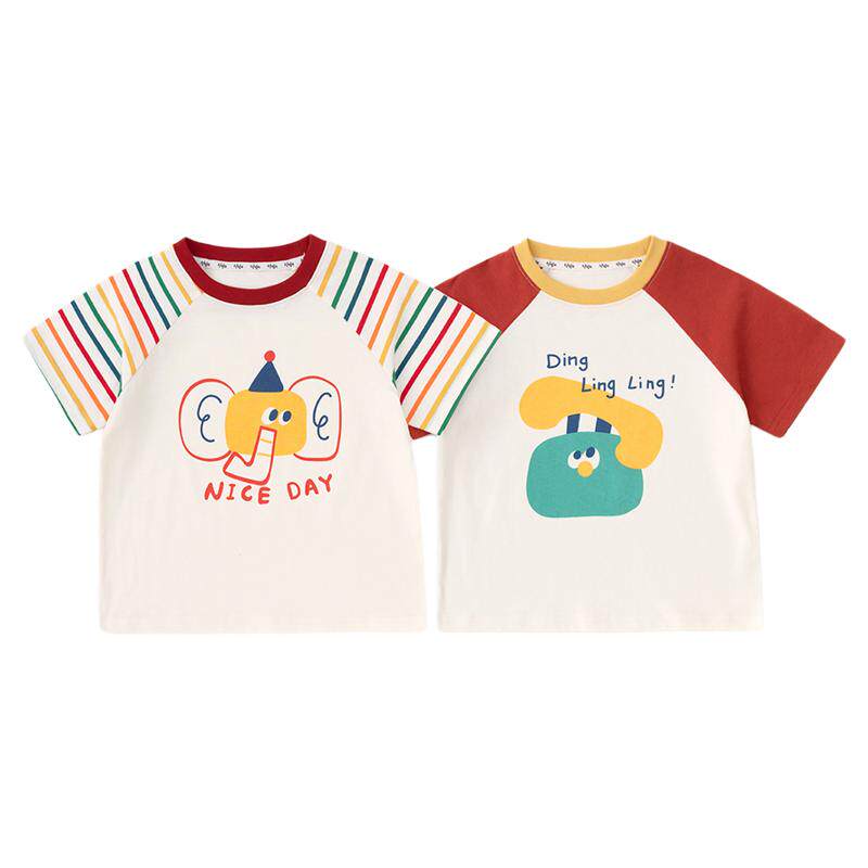 【两件装】男童纯棉短袖夏季儿童T恤女童上衣洋气宝宝衣服夏款新3