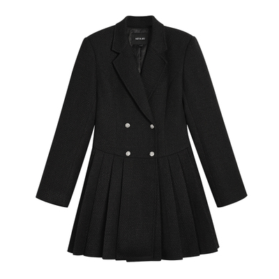 高级感收腰气质a字裙百褶短裙