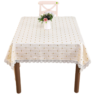布艺桌布几何图案蕾丝边餐桌布家用茶几正方形长方形桌布装饰美观