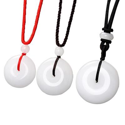 天然新疆白玉男女儿童平安扣吊坠