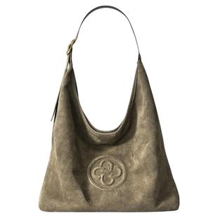 CASSILE卡思乐hobo托特包2026新款牛皮绒面大容量单肩通勤斜挎包