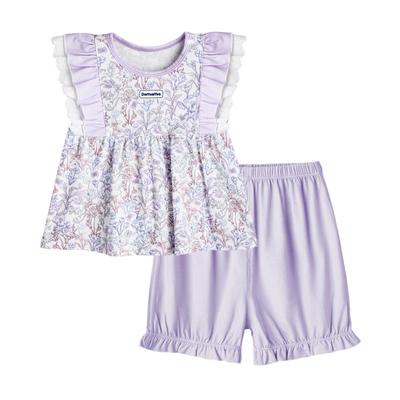 Domiamia女童上衣女宝宝飞袖吊带背心儿童短T恤夏天透气薄外出服