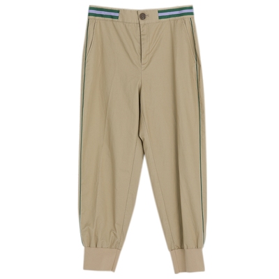 谜底九分休闲裤女春季新款简约时尚拼接束脚萝卜裤231MK0094