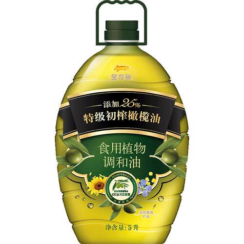 金龙鱼添加25%特级初榨橄榄油食用植物调和油5L/桶 食用油