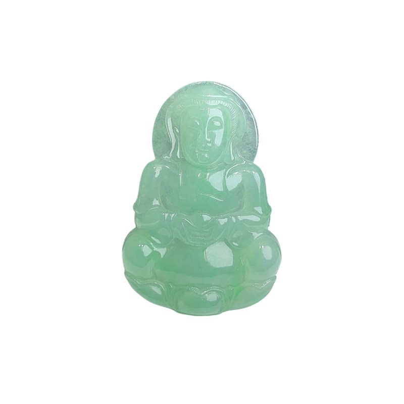 七彩云南缅甸A货天然翡翠珍品冰种晴水翡翠观音挂件吊坠