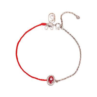 女925银鸽血红宝石手链
