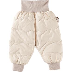 欧孕儿童羽绒裤男童女童2025冬季新款宝宝婴儿白鸭绒高腰保暖