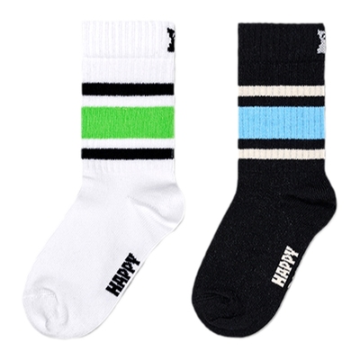 HappySocks童袜秋季款保暖白色黑色时尚棉袜中筒袜儿童外穿时尚袜