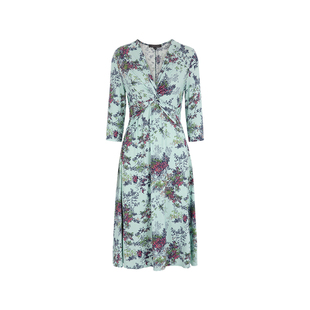 MARYLING玛俪琳初夏新品浅绿夏日丛林V领印花连衣裙A1DCW62650