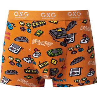 GXG奥莱 男内裤【单条装】棉质莫代尔印花内裤男个性短裤潮