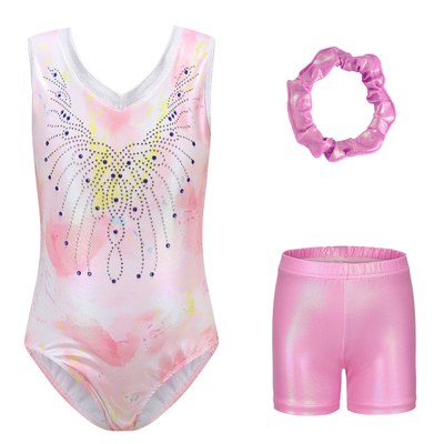 Amazon儿童体操服渐变贴钻芭蕾舞练功服连体衣Girl Kid Leotard