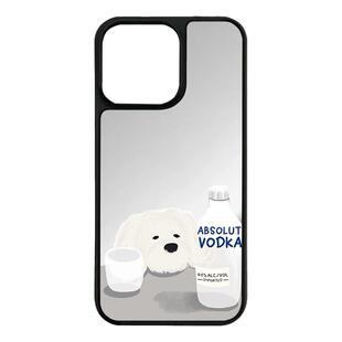 伏特加喝酒小狗17promax手机壳磁吸带镜子韩系插画猫咪适用苹果16简约15plus小众好看iphone14少女风13promax