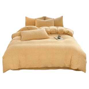 无印良品全棉被套单件纯棉A类水洗棉四件套格子单人被罩180x200cm