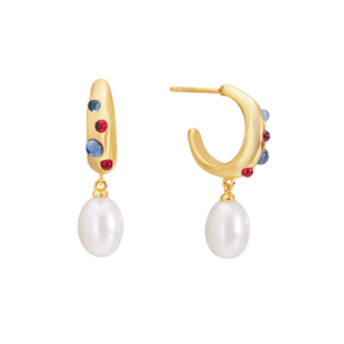 【明星同款】ARSIS纯真年代油画复古耳钉小众巴洛克珍珠耳饰红色