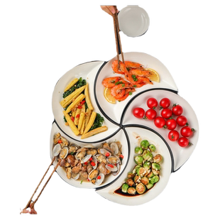 网红拼盘创意套装组合盘子陶瓷餐盘家用过年圆桌摆盘扇形菜盘餐具