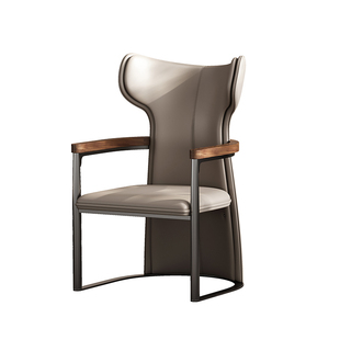 轻奢风胡桃木茶椅主人椅意式现代简约设计师款高级别墅大平层书椅