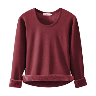 七匹狼本命年保暖内衣男款加绒加厚2026马年酒红色秋衣秋裤套装男