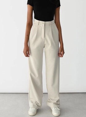 V 75017 Women's Wide Leg Trousers 高腰阔腿西裤 欧美跨境