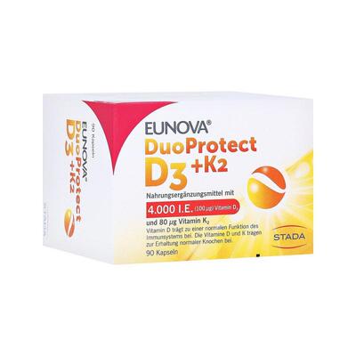 德国Eunova维生素D3+维K2胶囊60粒4000IE高含量补钙骨骼