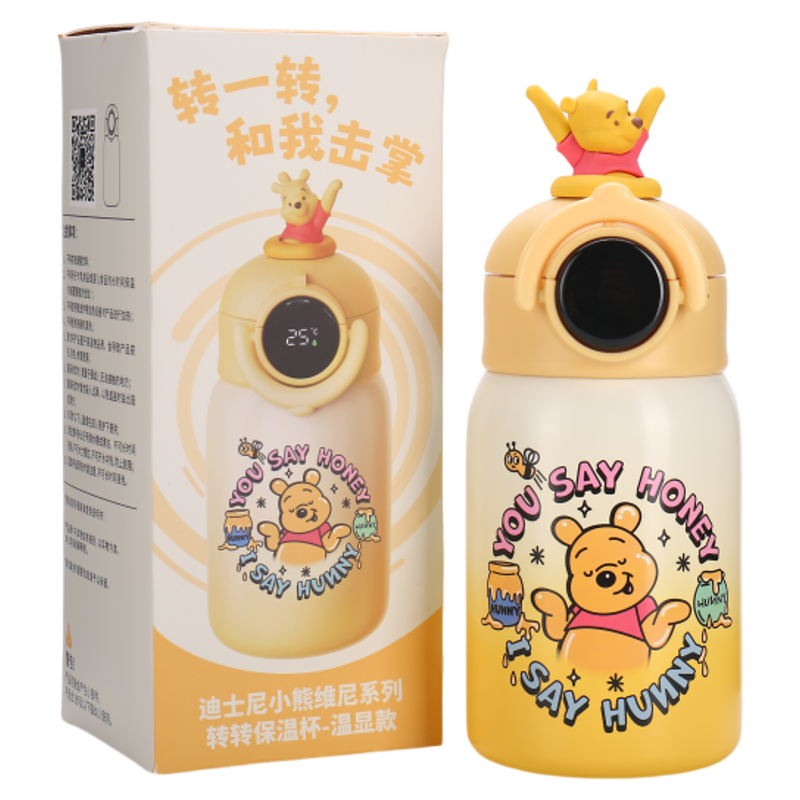 着迷星球迪士尼联名款小熊维尼儿童水杯智能温显保温杯316不锈钢