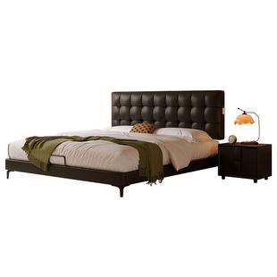 政府补贴蓝色理想华夫格可调节真皮床带感应灯极简小户型储物大床