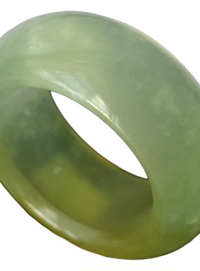 天然绿冰岫玉中大号精品戒指温润