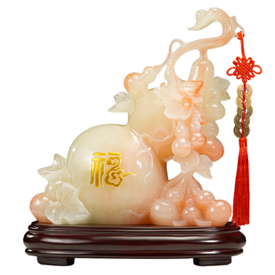 多子多福招财葫芦摆件玉石客厅玄关酒柜装饰品乔迁新居搬新家礼物