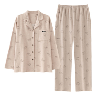 芬腾可安睡衣女款2026新款冬高级感薄绒加厚冬季卡其家居服秋冬天